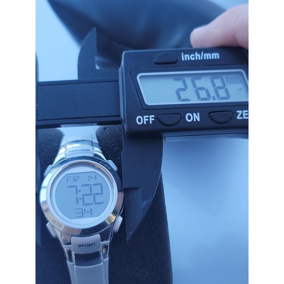 Armitron Pro Sport 45/7012 Digital Watch Silver Tone Silver Silicone Day Date - Picture 4 of 11